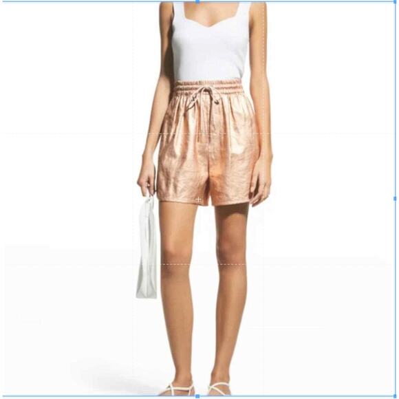 ALC. Ryder Metallic Linen Shorts Rose Gold XS high Waist - Picture 3 of 8
